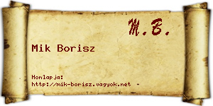 Mik Borisz névjegykártya